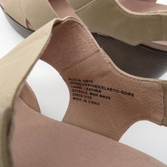 NC Women's Tan Wedge Sandals Alecia Size 10 Leather Upper Elastic Gore NEW - Picture 5 of 6